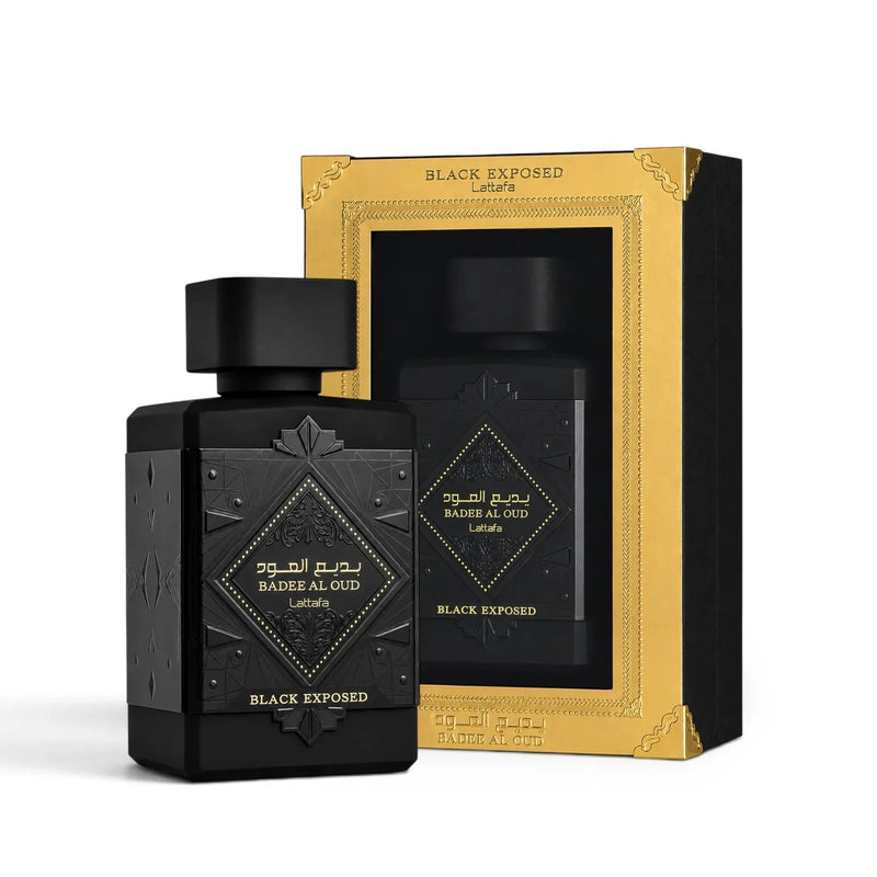 Lattafa Badee Al Oud Black Exposed Eau de Parfum, oriëntaalse ambergeur voor mannen en vrouwen, foto 2 van 2