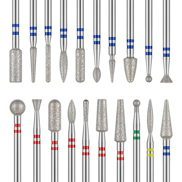 MelodySusie 20pcs Diamond Cuticle Nail Drill Bits Set