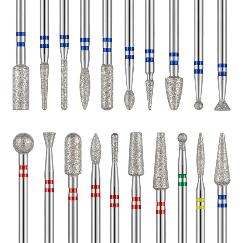 MelodySusie 20pcs Diamond Cuticle Nail Drill Bits Set