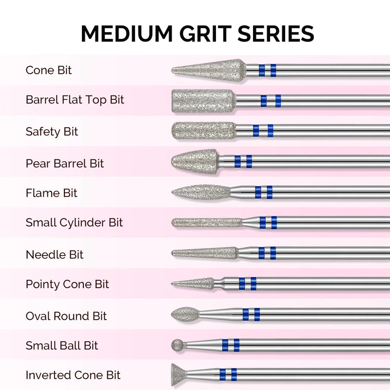 MelodySusie 20pcs Diamond Cuticle Nail Drill Bits Set