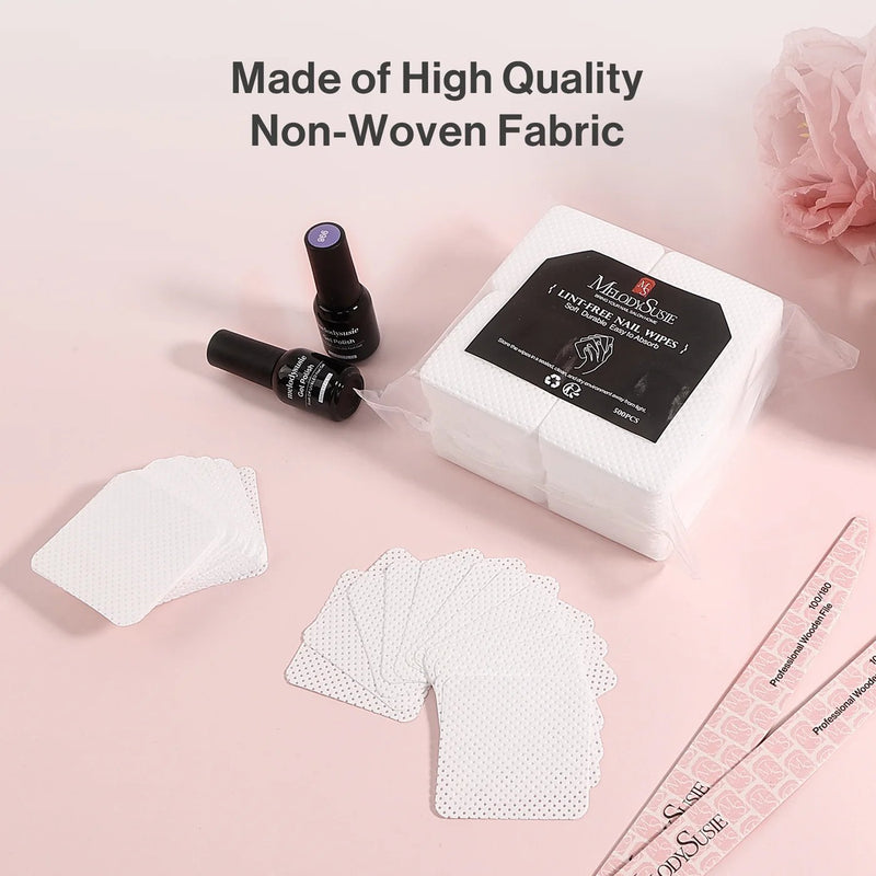 MelodySusie 500 Pcs Lint Free Nail Wipes