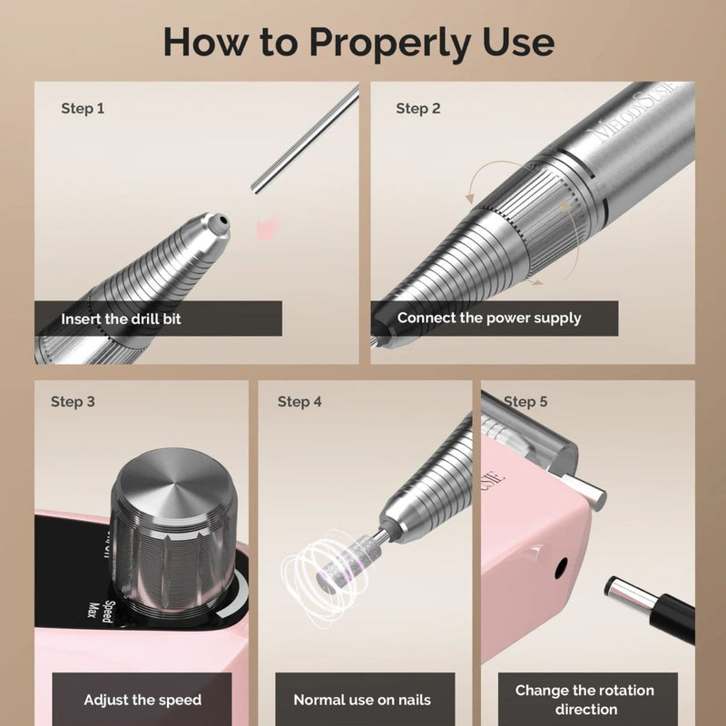 MelodySusie Selene SC320D Clip On Rechargeable Nail Drill 30.000RPM Pink