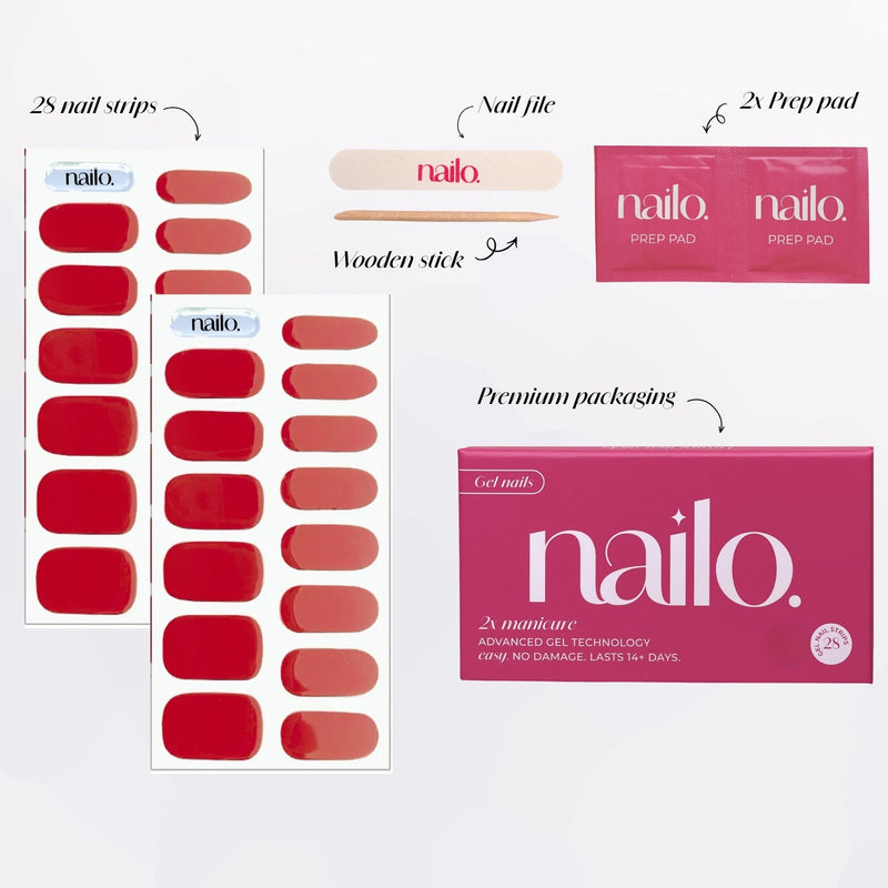 Nailo gellak stickers Red Siren, opvallend rood