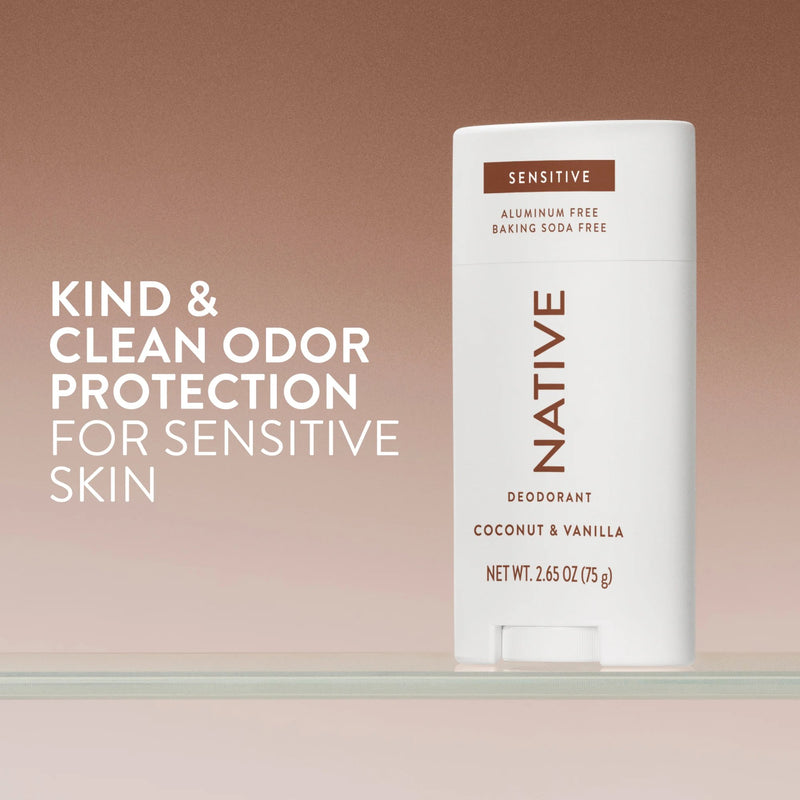 Native Sensitive Deodorant Stick Coconut & Vanilla, deodorant voor gevoelige huid met kokos- en vanillegeur
