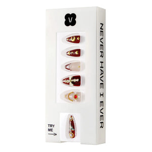 Press-On Nails Burgundy Cherub