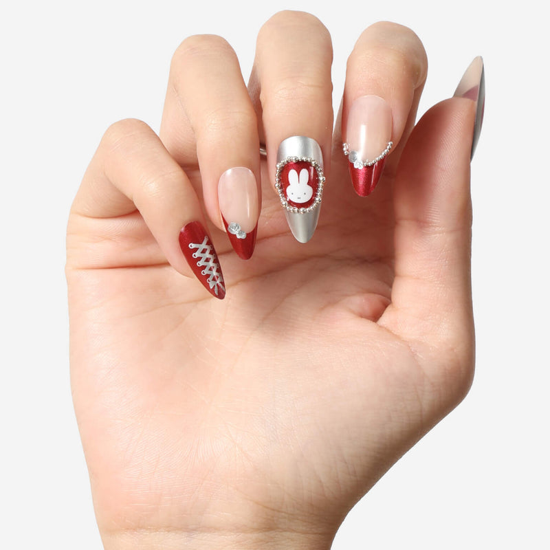 Never Have I Ever Press-On Nails Burgundy Miffy