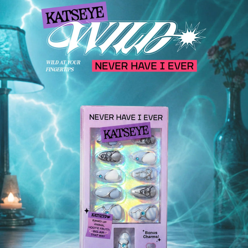 Never Have I Ever Press-on Nails Katseye Bel Air, press-on nagels met chrome en marmeren details, foto 5 van 6
