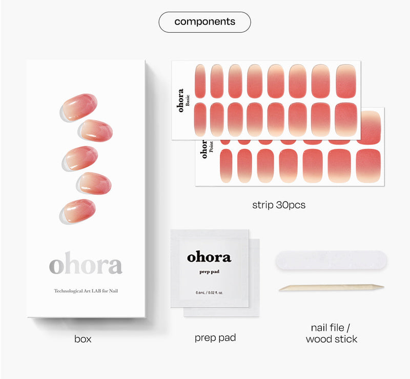 Ohora Semi Cured Gel Nail Strips N Basic Nails No.1, semi-uitgeharde gellakstrips met marsala gradient, foto 5 van 5