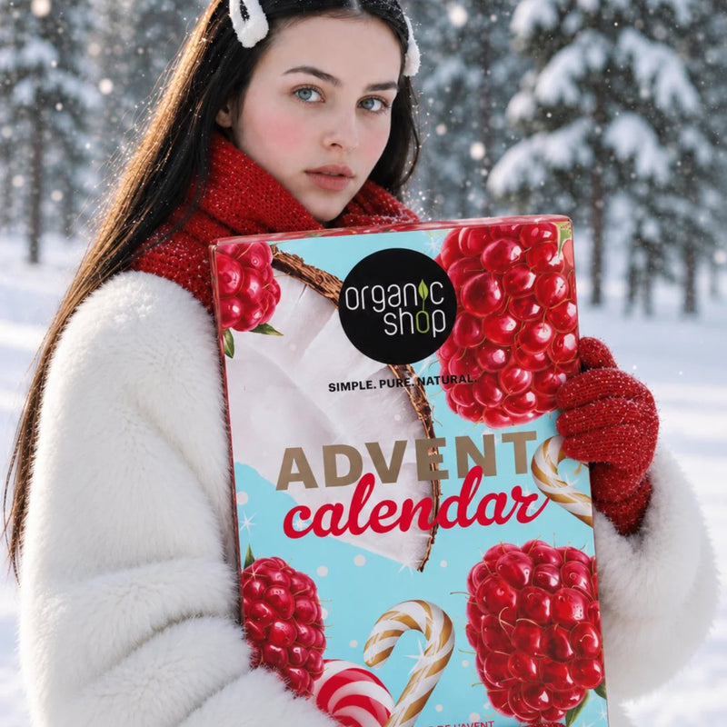 Organic Shop Advent Calendar, adventskalender met 24 natuurlijke beautyproducten voor huid en lichaam