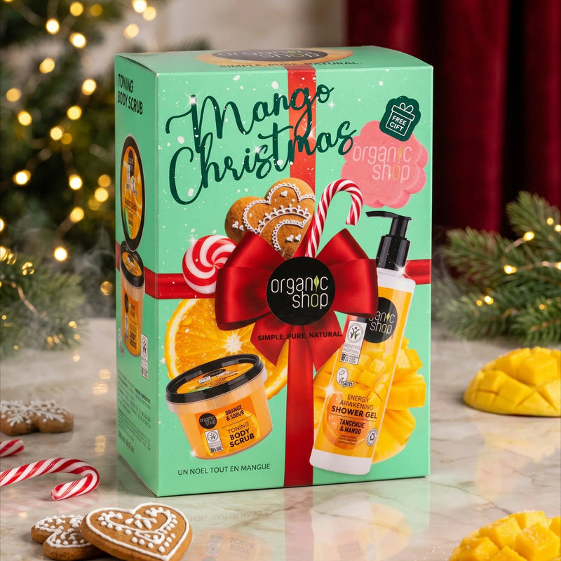 Organic Shop Mango Christmas Make Your Holidays Juicy! giftset met douchegel en bodyscrub