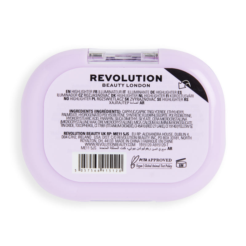 Achterkant van de Fairy Aura Highlighter met ingrediënten