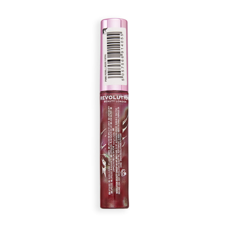 Achterkant van de Meta Fae Lip Glaze Pink Peril