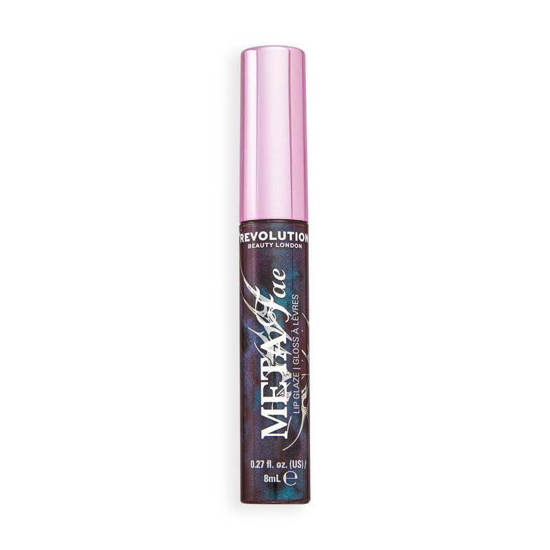 Revolution Meta Fae Lip Glaze Poison Plum, tube in donkerpaars met roze dop