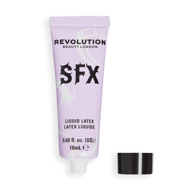 Tubetto SFX Liquid Latex aperto con il tappo accanto