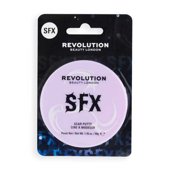 Revolution SFX Scar Putty in blister pack, lilac pot on a black card