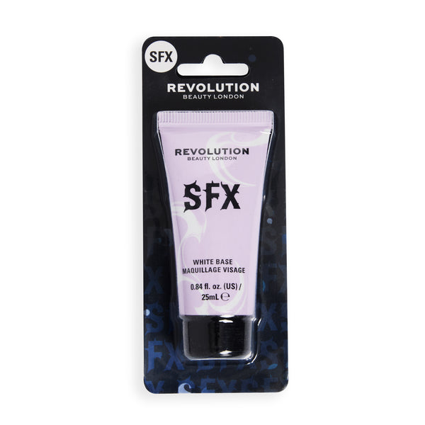 Revolution SFX White Base Foundation in blister pack, lilac tube on a black card