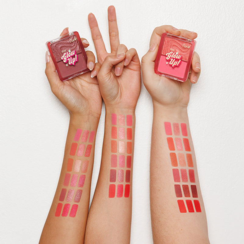 Rude Cosmetics The Glow Up! Matte & Shimmer Blush Duo Coral Gleam, 2-in-1 blush met matte en shimmer finish, foto 2 van 9