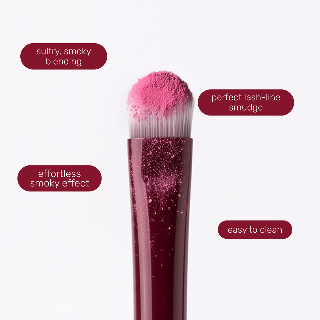 Testina del Boozyshop Flawless Smudge Brush con etichette di testo sull'uso