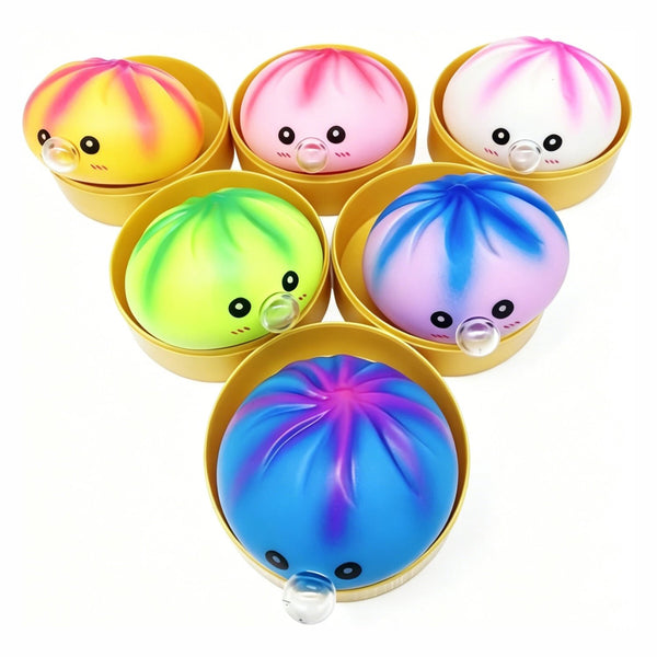 Squishy Mystery Bubble Blower Dumpling Squishy, mystery dumpling die een bel blaast