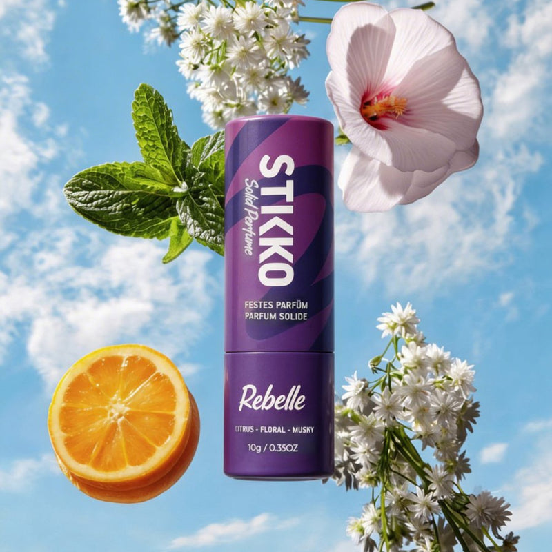 Stikko Solid Perfume Rebelle, solid parfum in stickvorm met citrus-, bloemige en muskusachtige geuren.