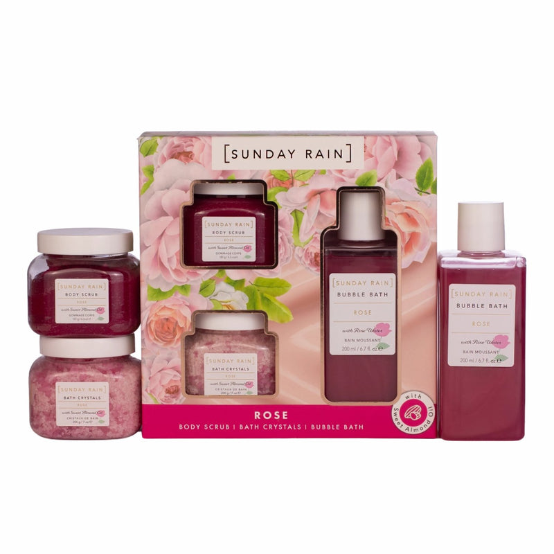 Sunday Rain Rose + Sweet Almond Oil Bath Trio
