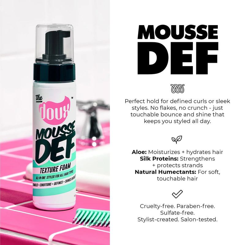 The Doux Mousse Def Texture Foam, lichtgewicht haarmousse voor definitie en hold