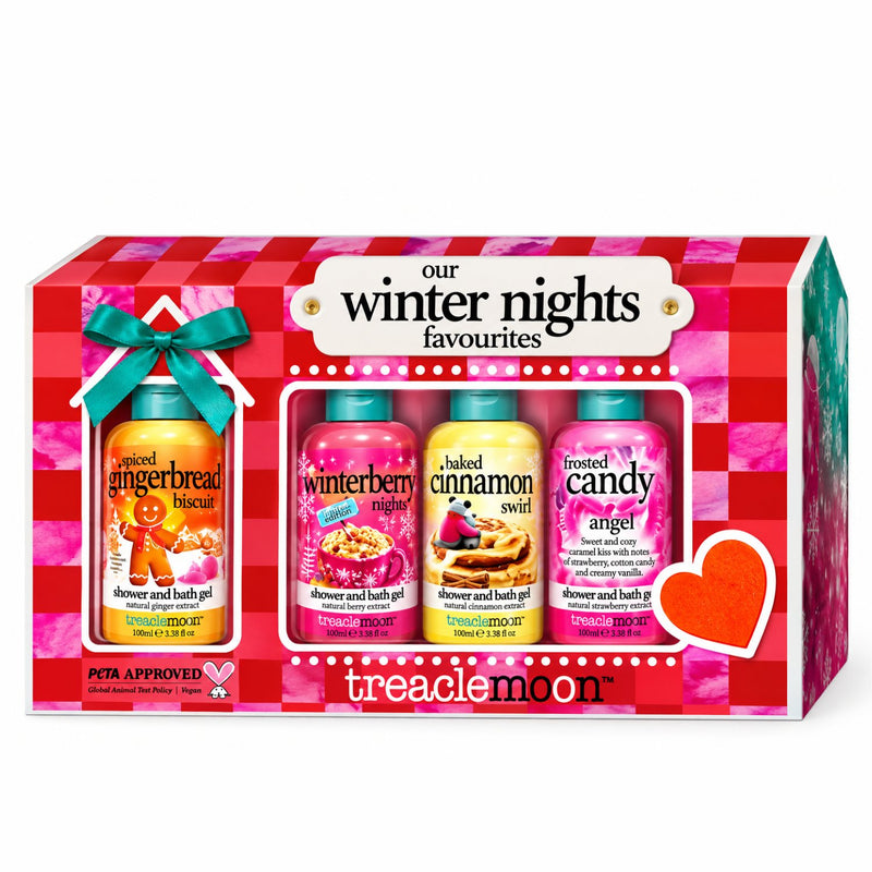 Treaclemoon Our Winter Nights Favourites, cadeauset met douchegels en bruisbal in winterse geuren