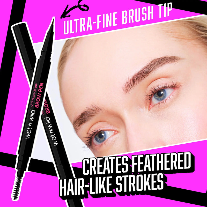 Wet n Wild Ultimate Brow Pen Dark Brown, wenkbrauwpen met een ultra dunne tip en spoolie