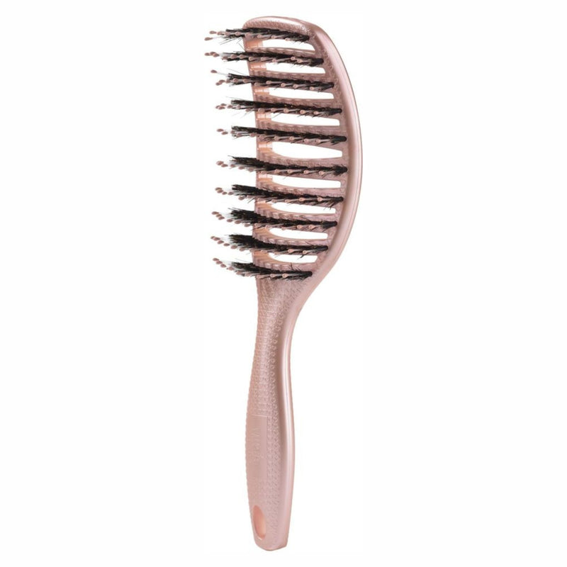 Yuaia Haircare Curvy Brush with Boar Bristles Shiny Pink, haarborstel met varkensharen