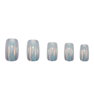 Press On French Nails Metallic Pearlescent