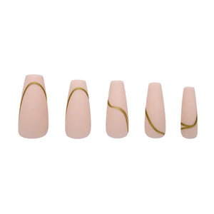 Press On French Nails Nude Goldstrike